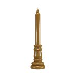 Photographie d'un cierge parfumé en cire de colza de couleur marron cannelle, avec sa mèche en coton, fabriqué à la main par Anthèse Manufacture. Nom du produit: Bois d’agar