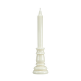Photographie d'un cierge parfumé en cire de colza de couleur blanc casé, avec sa mèche en coton, fabriqué à la main par Anthèse Manufacture. Nom du produit: Désert de Gobi